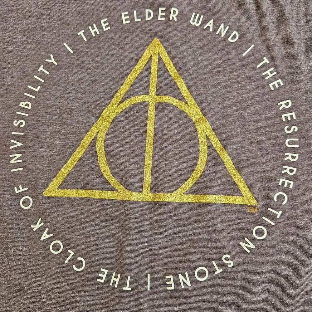 Harry Potter Deathly Hallows Shirt Youth Large 10-12 Gray Long Sleeve Tee